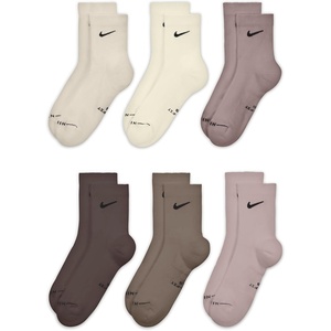 Nike Unisex Adult Everyday Plus M Crew (6 Pairs)(Light Orewood Brown/Sail/Malt/Baroque Brown/Mink Brown/Particle Rose)
