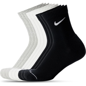 Nike Unisex Adult Everyday Plus M Crew (6 Pairs)(White/Grey Heather/Black)