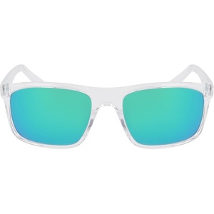 Nike Unisex Fire Large Polarized Rectangular Sunglasses(Clear / Polar Green Mirror)