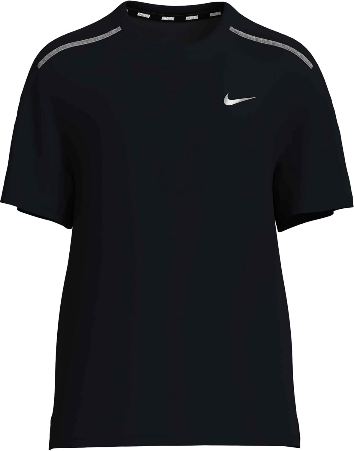 image:imageNike Mens Miler DriFit UV ShortSleeve Running TopBlackReflective Silver