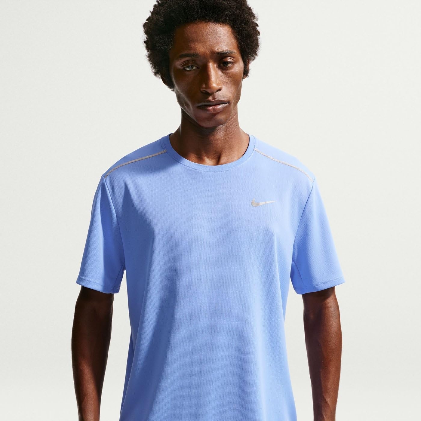 image:imageNike Mens Miler DriFit UV ShortSleeve Running TopRoyal PulseReflective Silver