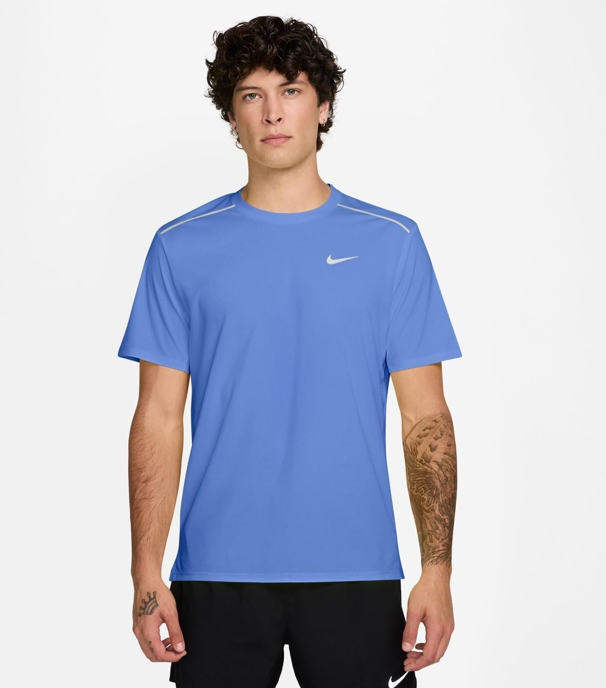 image:imageNike Mens Miler DriFit UV ShortSleeve Running TopRoyal PulseReflective Silver