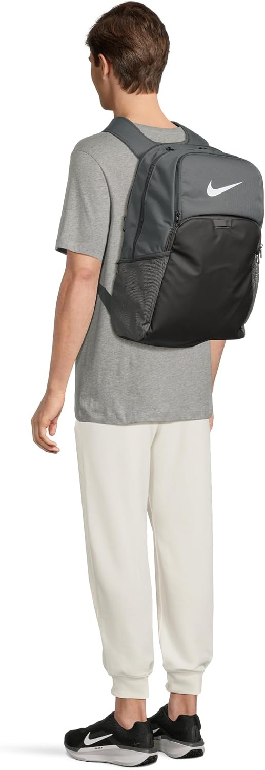 image:imageNike Unisex Adult Gameday Brasilia 95 Training Backpack 24L or 30L Mens and WomensIron GreyBlackWhite