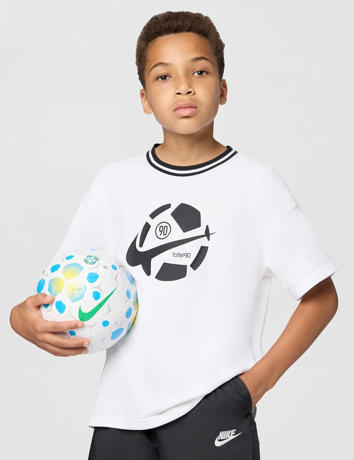 image:imageNike Unisex Big Kids DriFIT Total90 Soccer TShirt Boys and GirlsWhite