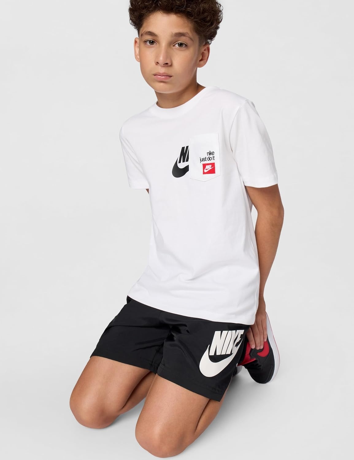 image:imageNike Unisex Big Kids Sportswear Club TShirt with Pocket Boys and GirlsWhite