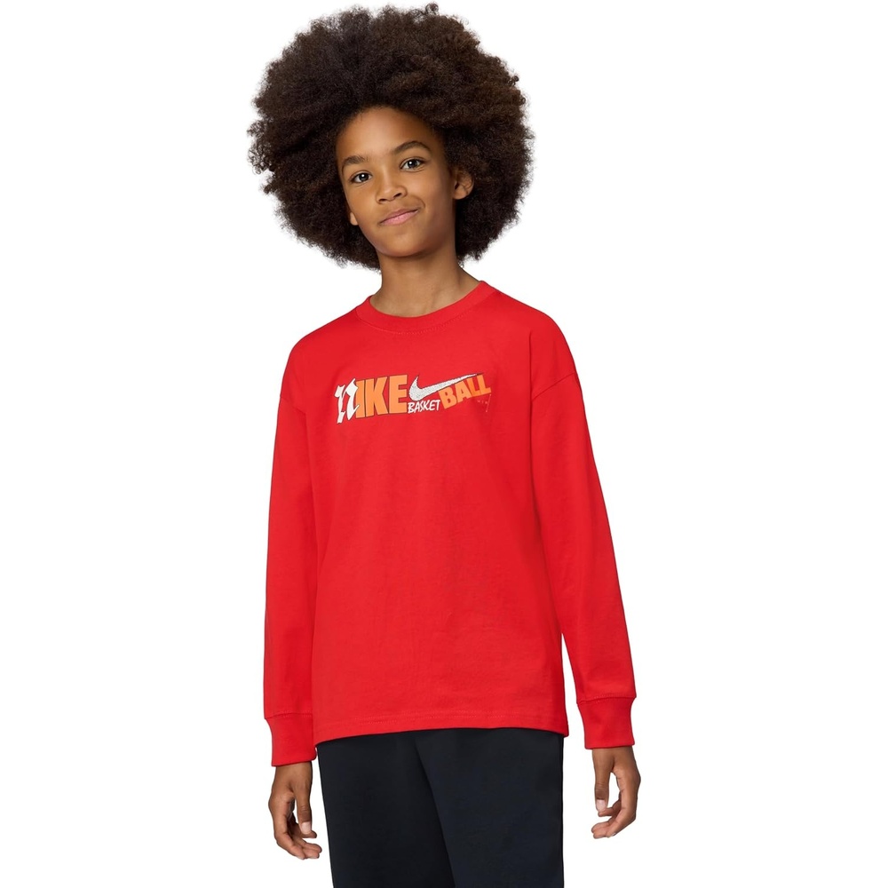 image:imageNike Big Kids Club Basketball Max90 LongSleeve TShirt  Boys and GirlsUniversity Red