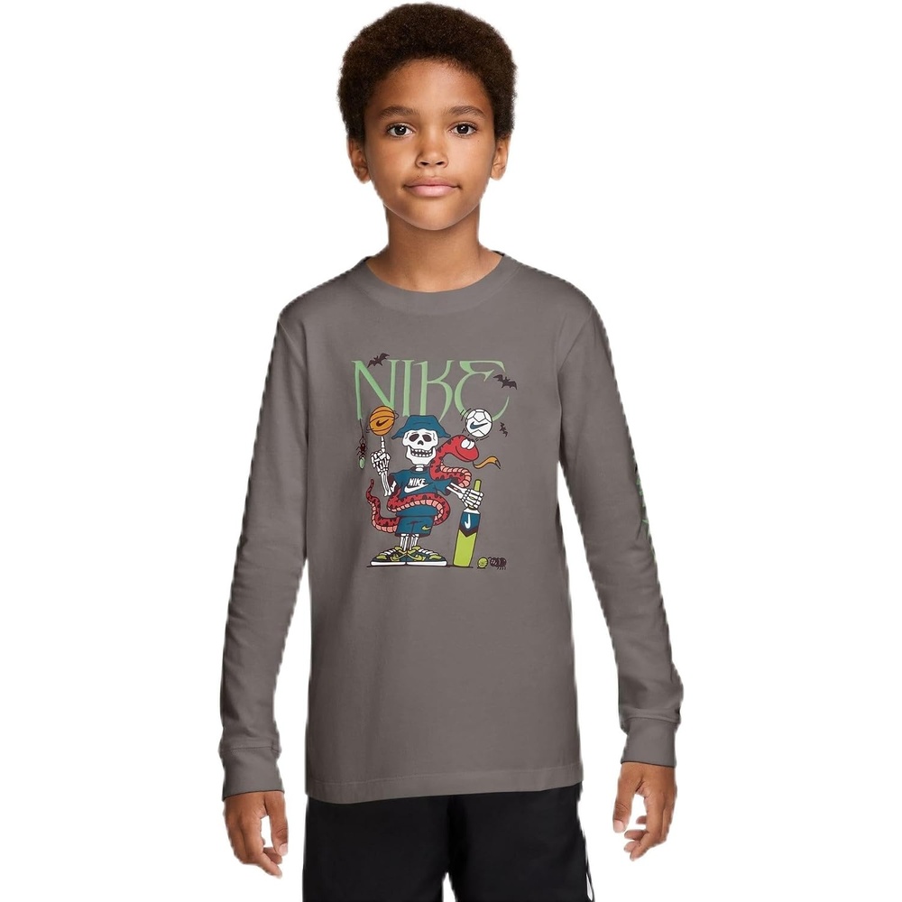 image:imageNike Big Kids Sportswear Club Spooky LongSleeve TShirt  Boys and GirlsCave Stone