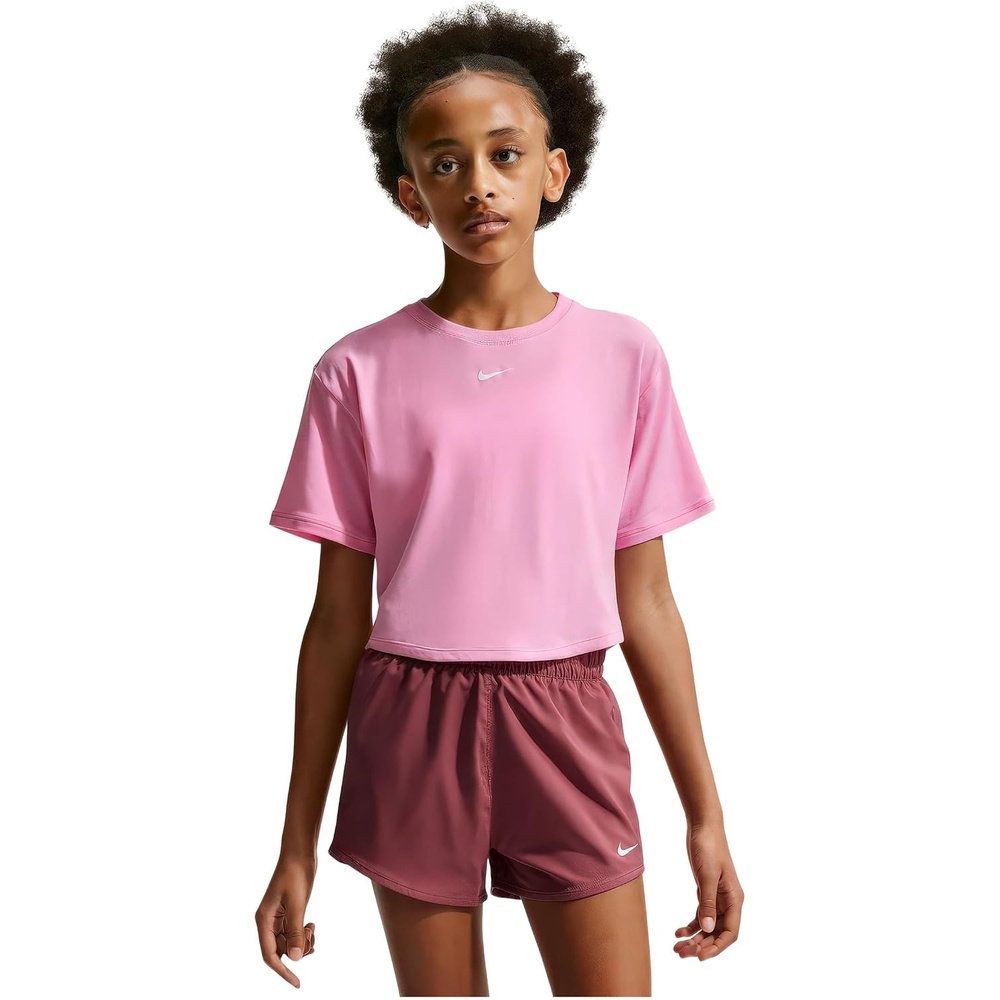 image:imageNike Girls One Relaxed DriFIT ShortSleeve Top TShirtPink RiseWhite