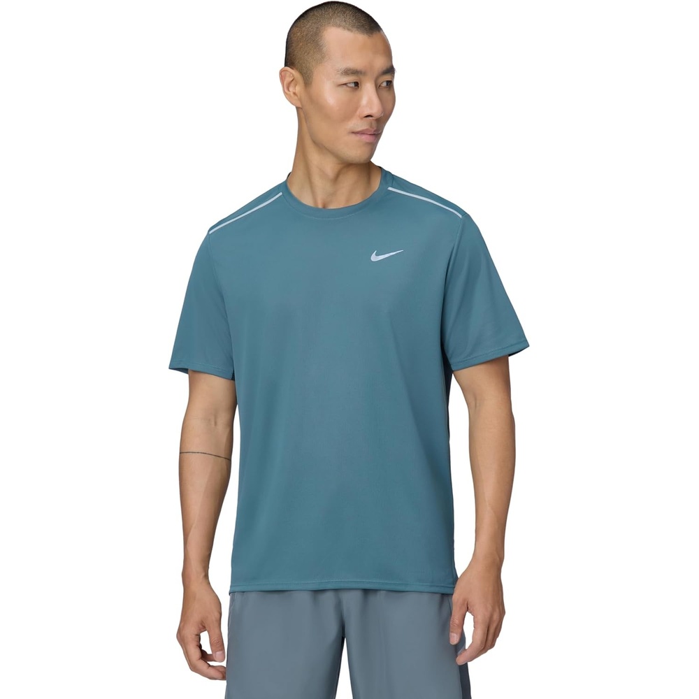 image:imageNike Mens Miler DriFit UV ShortSleeve Running TopMineral SlateReflective Silver