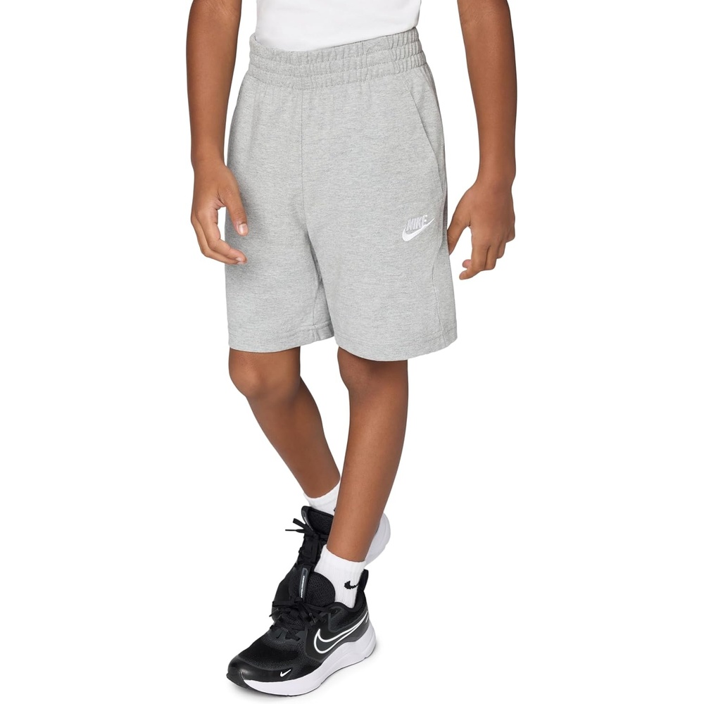 image:imageNike Unisex Big Kids Sportswear Club 6 Knit Shorts  Boys and GirlsDark Grey HeatherWhite