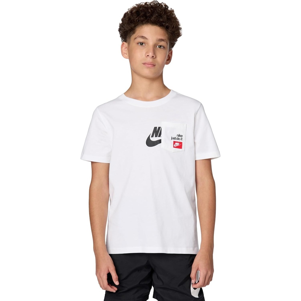 image:imageNike Unisex Big Kids Sportswear Club TShirt with Pocket Boys and GirlsWhite