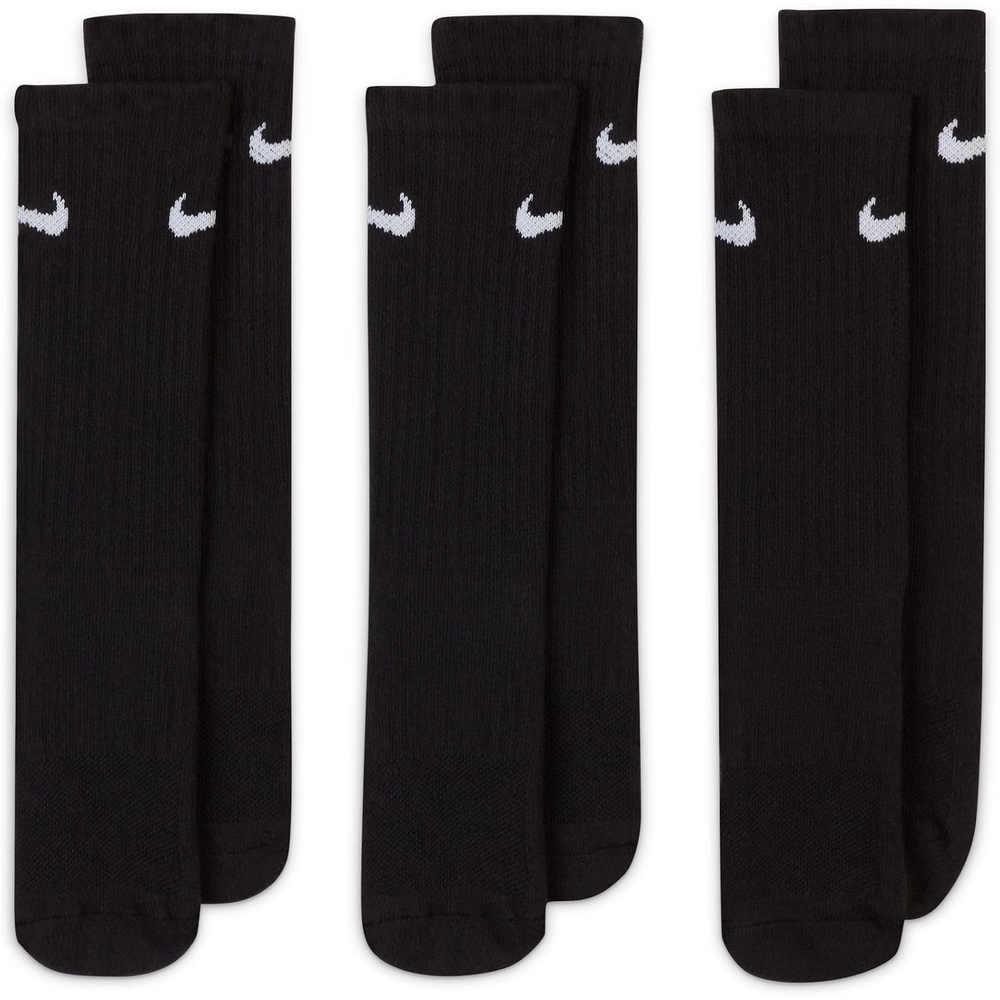 image:imageNike Unisex Kids Everyday Cushioned Crew Socks 3Packs Boys and GirlsBlackWhite