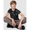Nike Big Kids’ Sportswear Club All-Over-Print T-Shirt – Boys and Girls((Lbr)/Black/Light Smoke Grey)