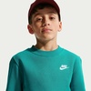 Nike Big Kids’ Sportswear Club Fleece Crew-Neck Sweatshirt – Boys and Girls(Energy/White)