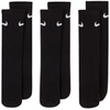 Nike Unisex Kids’ Everyday Cushioned Crew Socks (3-Packs) | Boys and Girls(Black/White)