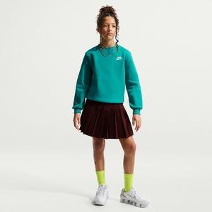 Nike Big Kids’ Sportswear Club Fleece Crew-Neck Sweatshirt – Boys and Girls(Energy/White)
