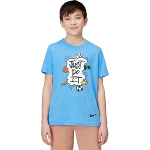 Nike Big Kids’ Sportswear Club Just Do It Graphic T-Shirt – Boys and Girls(University Blue)
