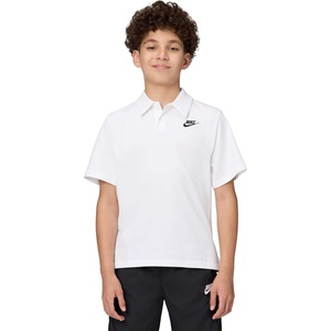 Nike Big Kids’ Sportswear Club Knit Short-Sleeve Polo Shirt – Boys & Girls(White/Black)
