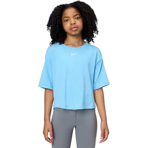 Nike Girls’ One Relaxed Dri-FIT Short-Sleeve Top T-Shirt(Football Blue/White)