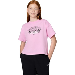 Nike Girls’ Sportswear Boxy Bear T-Shirt(Pink Rise/(Aop))