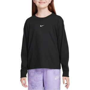 Nike Girls’ Sportswear Essential Long-Sleeve T-Shirt(Black)