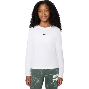 Nike Girls’ Sportswear Essential Long-Sleeve T-Shirt(White)