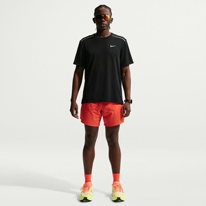 Nike Men’s Miler Dri-Fit UV Short-Sleeve Running Top(Black/Reflective Silver)