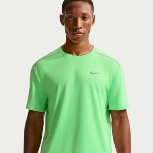 Nike Men’s Miler Dri-Fit UV Short-Sleeve Running Top(Illusion Green/Reflective Silver)