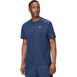 Nike Men’s Miler Dri-Fit UV Short-Sleeve Running Top(Midnight Navy/Reflective Silver)
