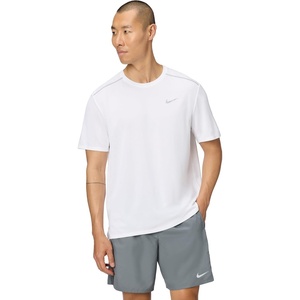 Nike Men’s Miler Dri-Fit UV Short-Sleeve Running Top(White/Reflective Silver)