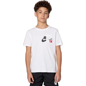 Nike Unisex Big Kids’ Sportswear Club T-Shirt with Pocket – Boys and Girls(White)