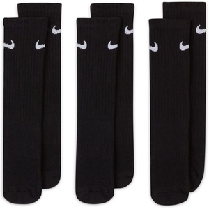 Nike Unisex Kids’ Everyday Cushioned Crew Socks (3-Packs) | Boys and Girls(Black/White)
