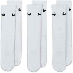 Nike Unisex Kids’ Everyday Cushioned Crew Socks (3-Packs) | Boys and Girls(White/Black)