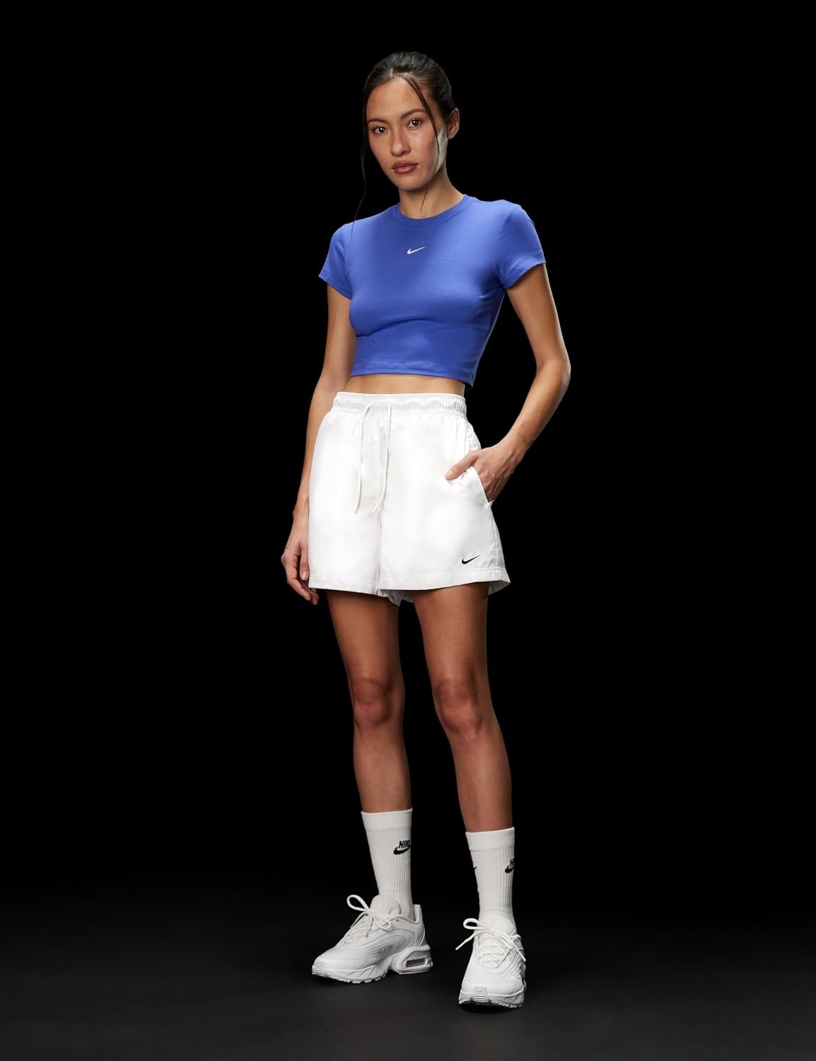 image:imageNike Womens Sportswear Classic Wovens MidRise ShortsWhiteBlack