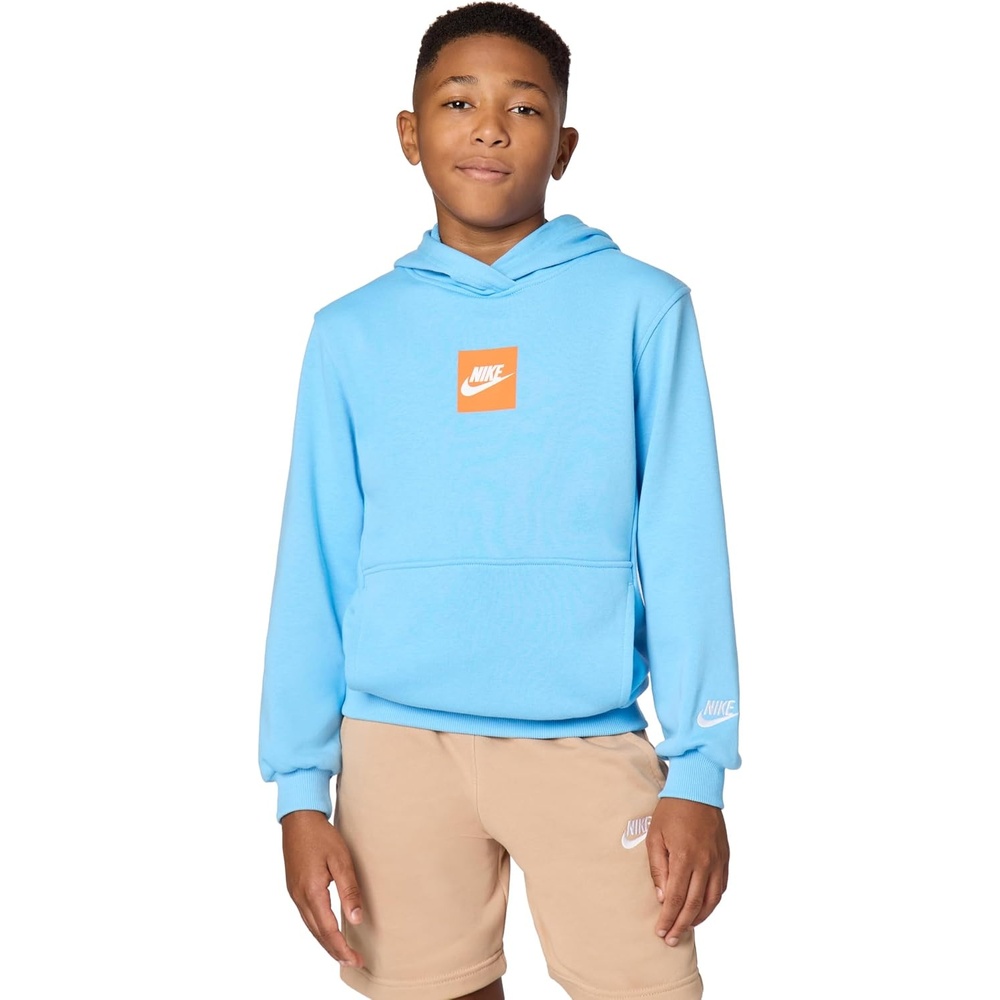 image:imageNike Big Kids Sportswear Club French Terry Hoodie  Boys Girls SweatshirtFootball BlueWhiteClub Fam