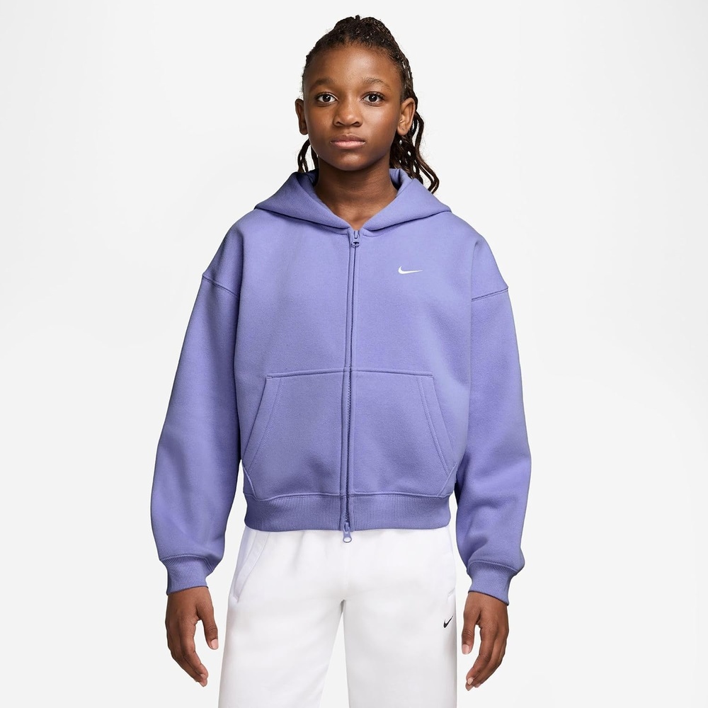 image:imageNike Girls Nike Studio Fleece Oversized FullZip Hoodie SweatshirtLight ThistleWhite