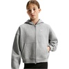 Nike Girls’ Nike Studio Fleece Oversized Full-Zip Hoodie Sweatshirt(Dark Grey Heather/Particle Grey/White)