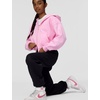 Nike Girls’ Nike Studio Fleece Oversized Full-Zip Hoodie Sweatshirt(Pink Rise/White)