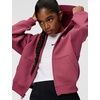 Nike Girls’ Nike Studio Fleece Oversized Full-Zip Hoodie Sweatshirt(Pink Smoke/White)