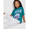 Nike Girls’ Sportswear Club Modern Script Boyfriend T-Shirt(Bright Spruce/(Dolphin))