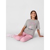 Nike Girls’ Sportswear Club Modern Script Boyfriend T-Shirt(Dark Grey Heather)