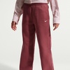 Nike Girls’ Sportswear Studio Fleece Open Hem Pants(Pink Smoke/White)