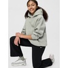 Nike Girls’ Sportswear Studio Fleece Oversized Pullover Hoodie Sweatshirt(Dark Grey Heather/White)