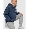 Nike Girls’ Sportswear Studio Fleece Oversized Pullover Hoodie Sweatshirt(Thunder Blue/White)