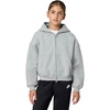Nike Girls’ Nike Studio Fleece Oversized Full-Zip Hoodie Sweatshirt(Dark Grey Heather/Particle Grey/White)