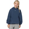 Nike Girls’ Sportswear Studio Fleece Oversized Pullover Hoodie Sweatshirt(Thunder Blue/White)