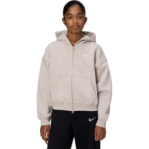 Nike Girls’ Nike Studio Fleece Oversized Full-Zip Hoodie Sweatshirt(Moon Particle/White)