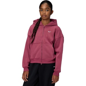 Nike Girls’ Nike Studio Fleece Oversized Full-Zip Hoodie Sweatshirt(Pink Smoke/White)