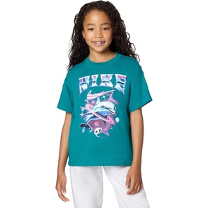 Nike Girls’ Sportswear Club Modern Script Boyfriend T-Shirt(Bright Spruce/(Dolphin))