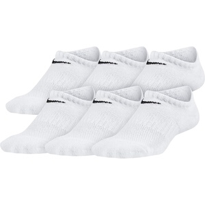 Nike Unisex Kids’ Everyday Cushioned No-Show Socks (6-Pack) | Boys and Girls(White/Black)